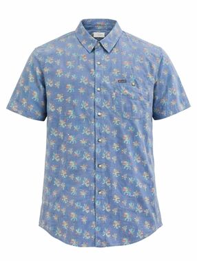 Columbia Button Down Shirt Mens XL Hawaiian Blue Palm Tree Short Sleeve